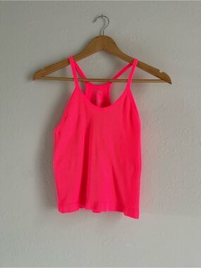 Women's Neon Pink Ribbed Tank with Double Straps